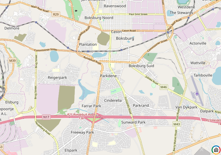 Map location of Parkdene (JHB)